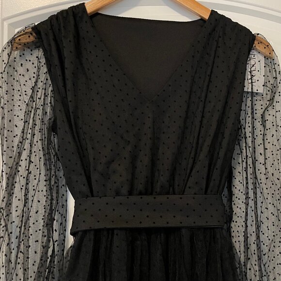 Anasofia Black Tulle Dress - Picture 3 of 16